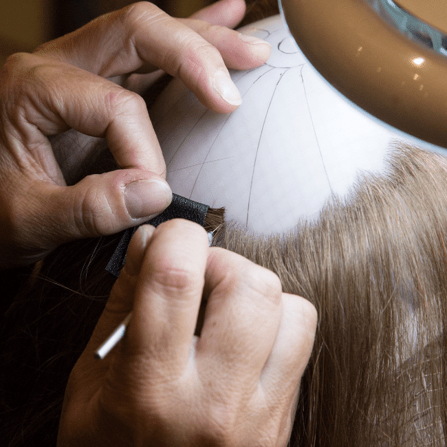 Woman with brown hair extensions